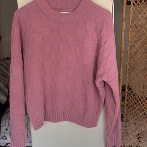 Abercrombie & Fitch Fuchsia Checkered Knit Crew Neck Sweater
